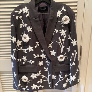 Cynthia Rowley Embellished Wool Blend Jacket